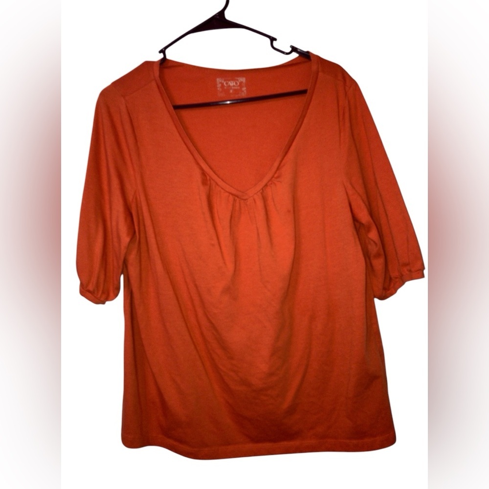 🛍️$2 SALE WHEN BUNDLED| Orange XL Cato Vneck Blouse 3/4 Sleeved